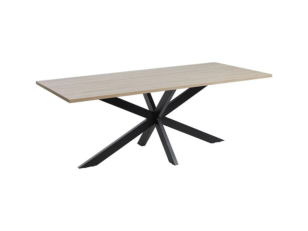 Tafel voor 10 personen voor eetkamer, collectie LOFT, licht eiken kleur. Metalen poten.