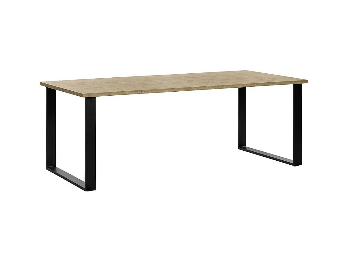 Tafel voor 8 personen voor eetkamer, collectie NEWTON, kleur gouden eik. Metalen poten.