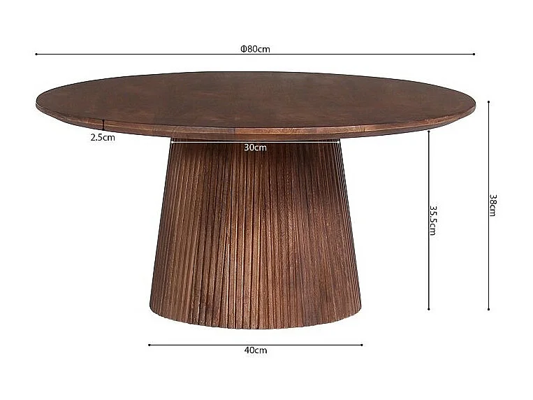 Tavolino da salotto rotondo collezione RIMBAUD effetto legno marrone chiaro diametro 80 cm