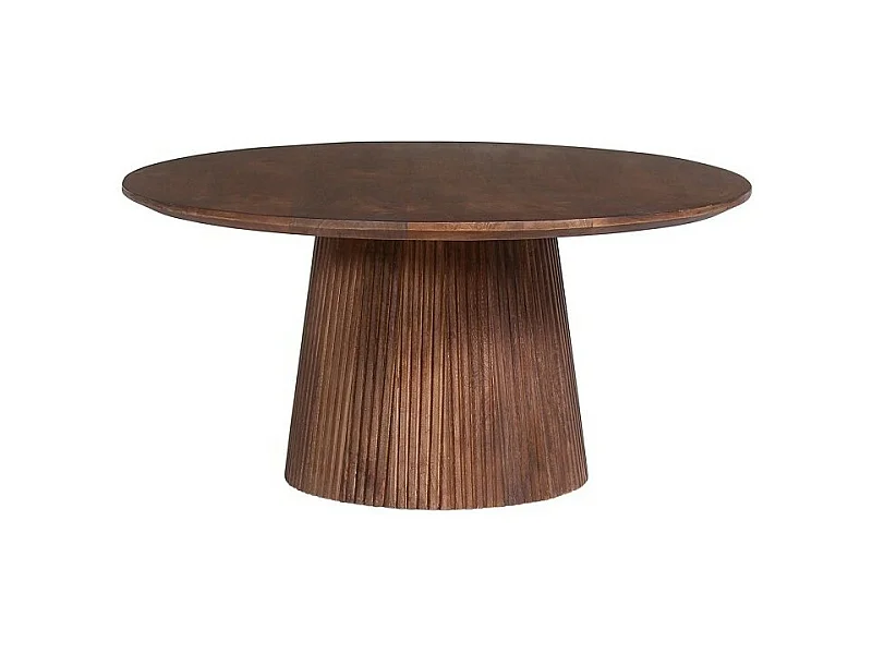 Table basse ronde RIMBAUD – Effet bois brun 80 cm