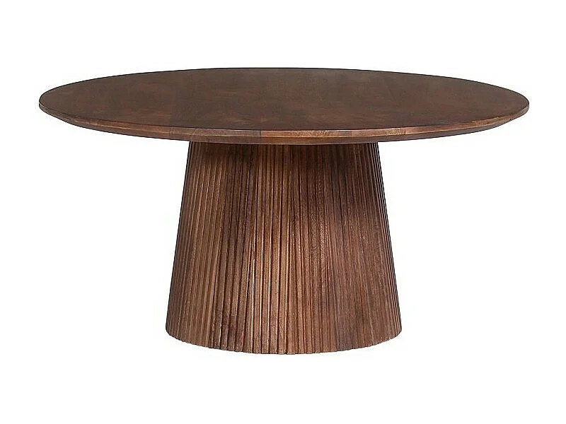 Table basse ronde RIMBAUD – Effet bois brun 80 cm