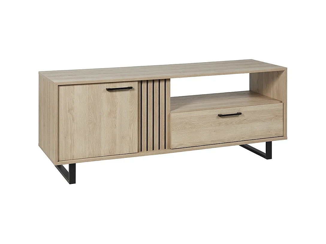 Meuble TV LOFT – Chêne clair avec 2 portes et 1 niche – L164 x H64 x P50 cm