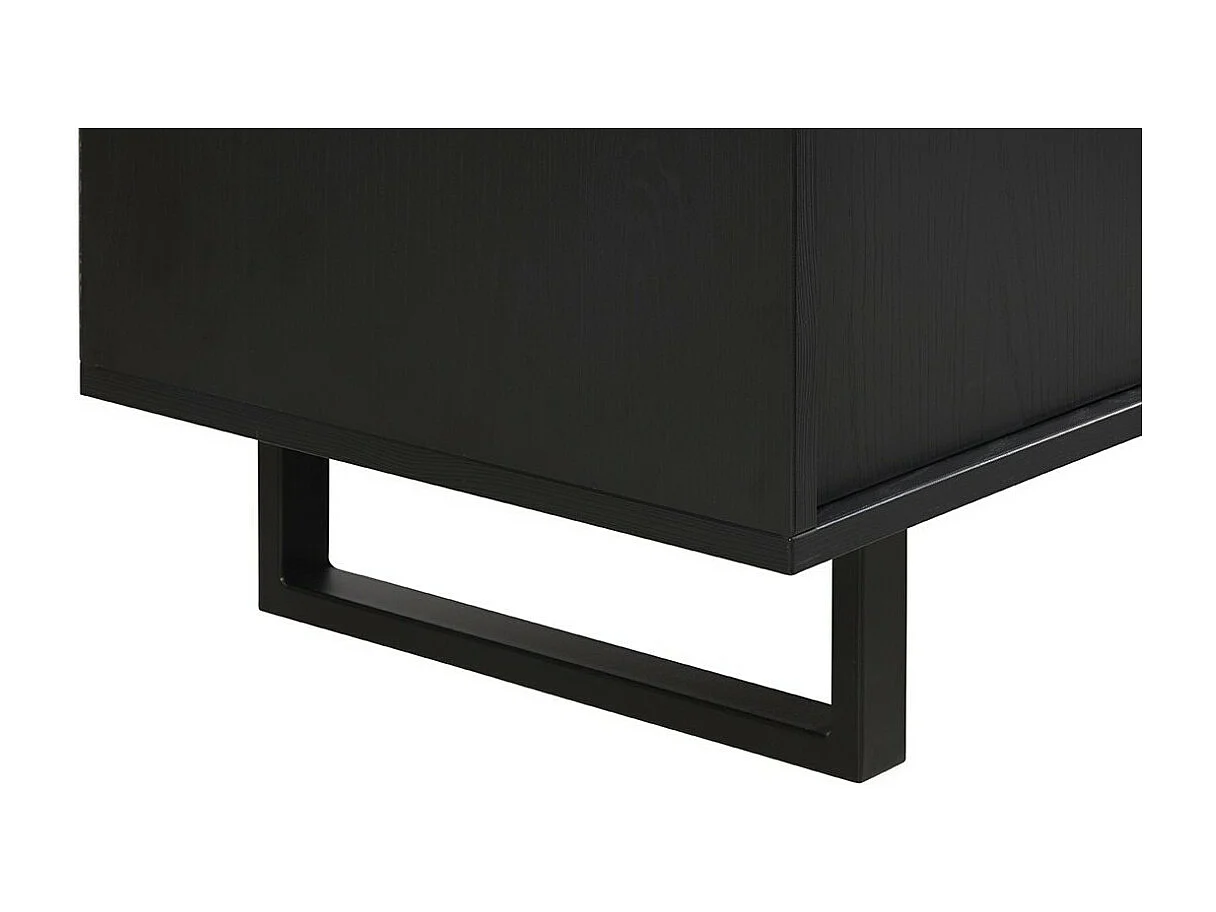 Meuble TV LOFT – Noir et chêne avec 2 portes et 1 niche – L164 x H64 x P50 cm