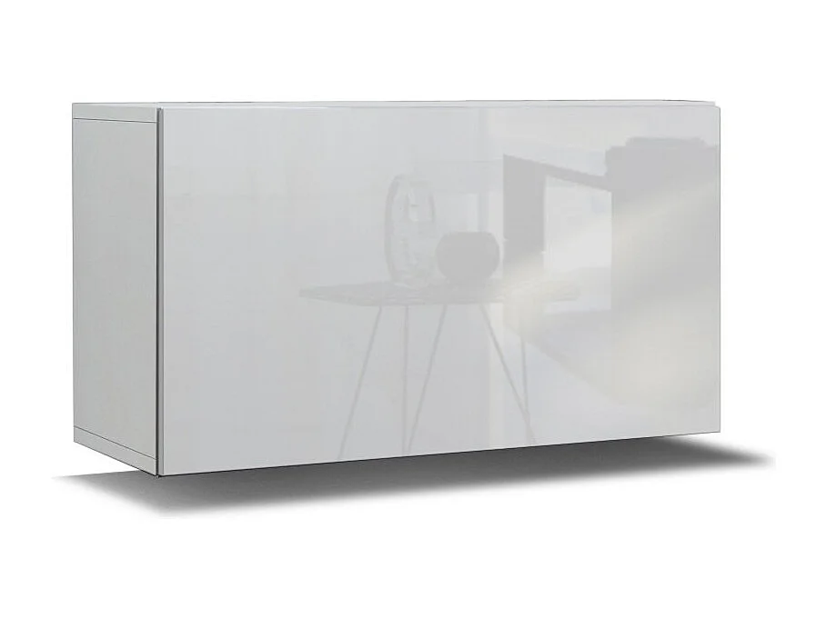 Ensemble de meubles de salon blanc et noir suspendus collection CEPTO XXII. 273cm, 10 meubles, leds, modulables.