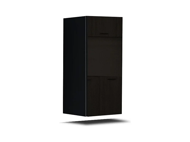 Schwarze, hängende Wohnzimmermöbel-Set, Kollektion CEPTO XX 260cm, 8 Möbelstücke, LED-Beleuchtung, modulierbar.