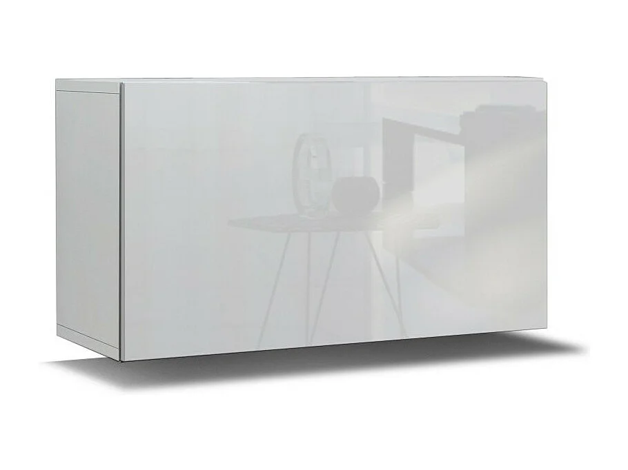 Woonkamer meubelset in wit en zwart, zwevende collectie CEPTO VII 249cm, 8 deuren, modulair. Middenstuk in zwart kleur.