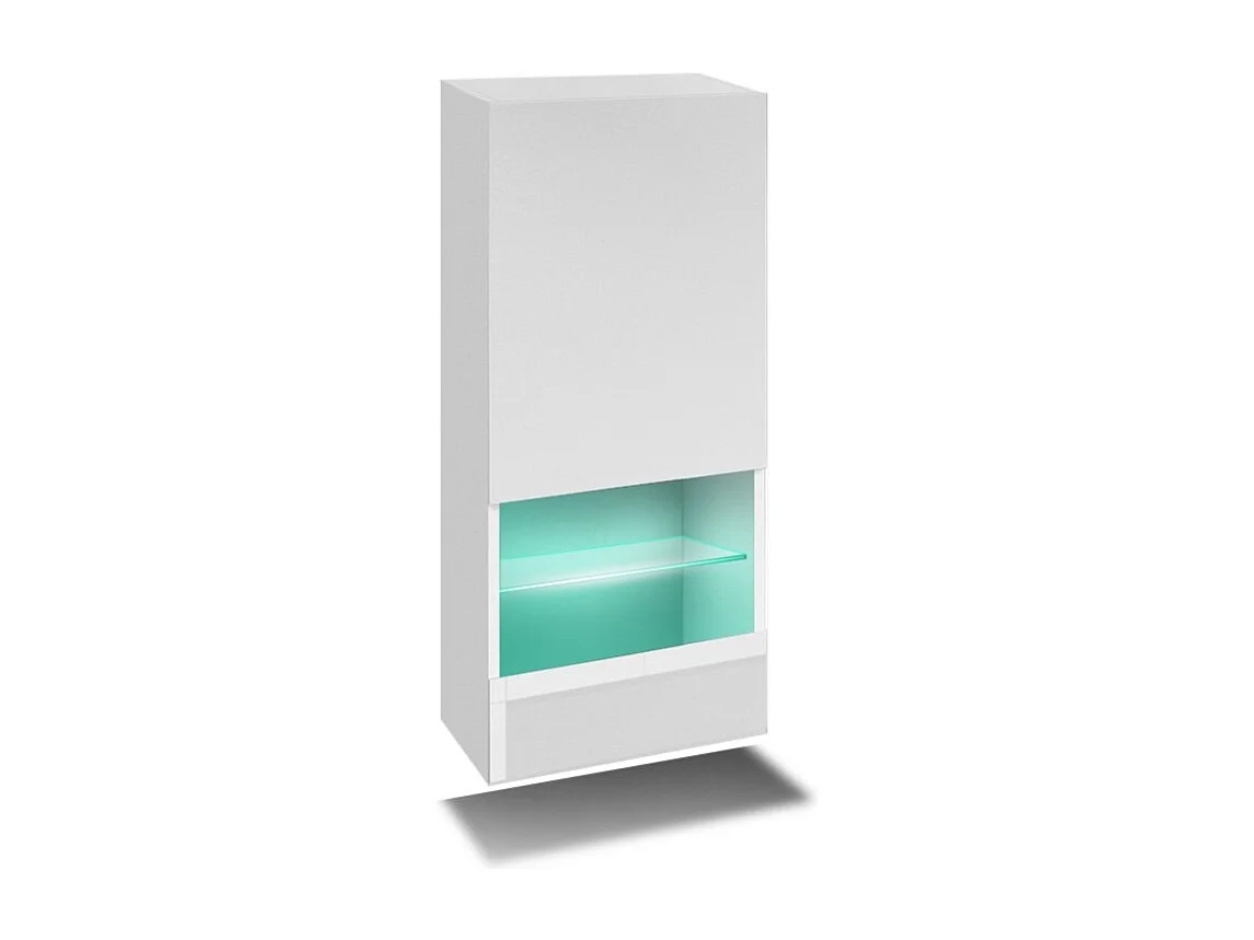 Ensemble de meubles de salon blanc, suspendus collection CEPTO XXVII. 240cm, 8 meubles, leds, modulables.