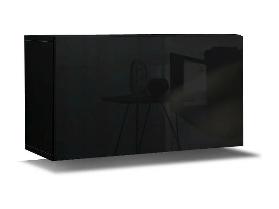 Ensemble de meubles de salon noir suspendus collection CEPTO XVI 249cm, 8 meubles, modulables.