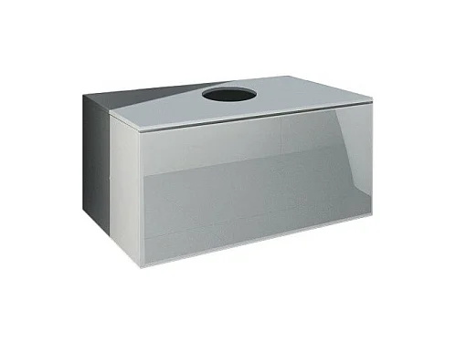 Zwevend badkamermeubel uit de OWL collectie, in mat wit en glanzend wit, ideaal voor een design badkamer.