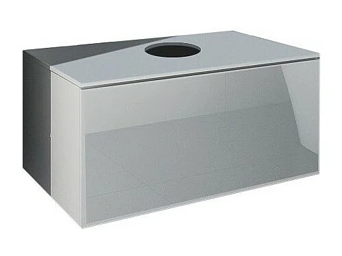 Meuble sous vasque suspendu collection OWL, coloris blanc mat et blanc brillant, idéal pour une salle de bain design