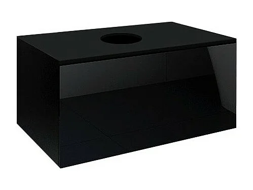 Móvel suspenso para pia da coleção OWL, nas cores preto fosco e preto brilhante, ideal para um banheiro moderno.