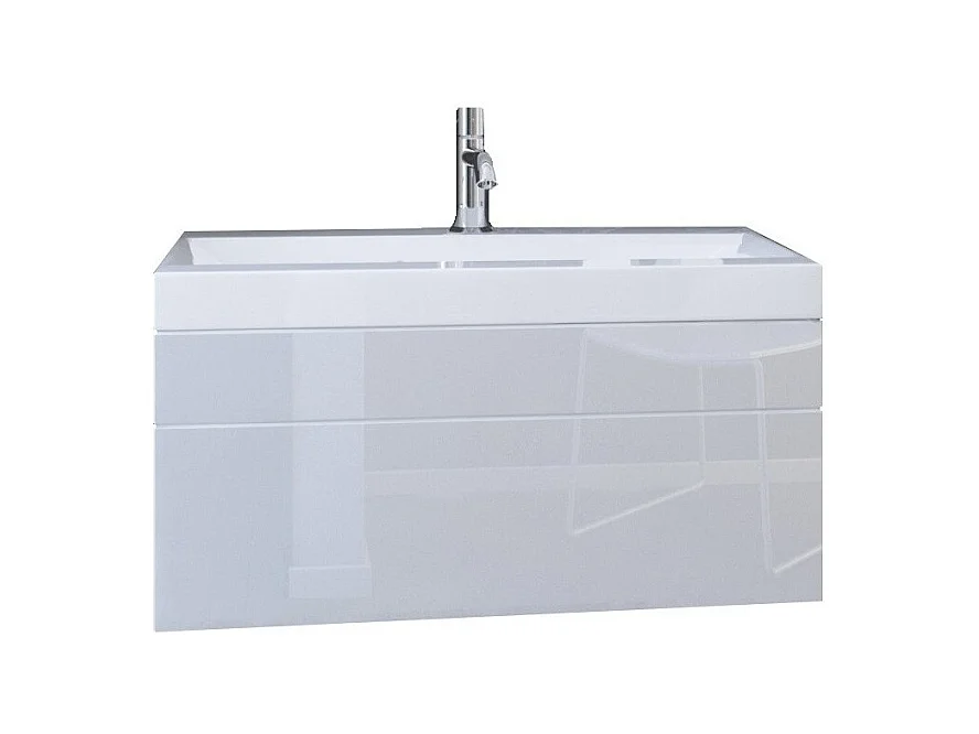 Meuble sous vasque 80cm suspendu collection RAVEN, coloris blanc mat et brillant, idéal pour une salle de bain design