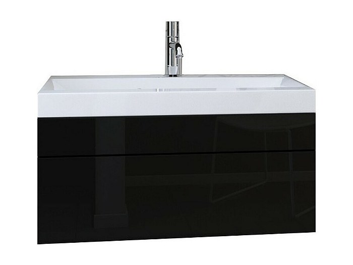 Set Bagno Completo NARCISO 80 cm con Specchio - Nero Opaco