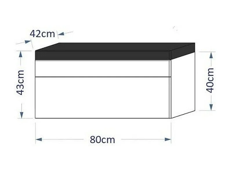 Wastafelmeubel 80cm zwevend uit de RAVEN collectie, in mat en glanzend wit, inclusief wastafel en sifon.