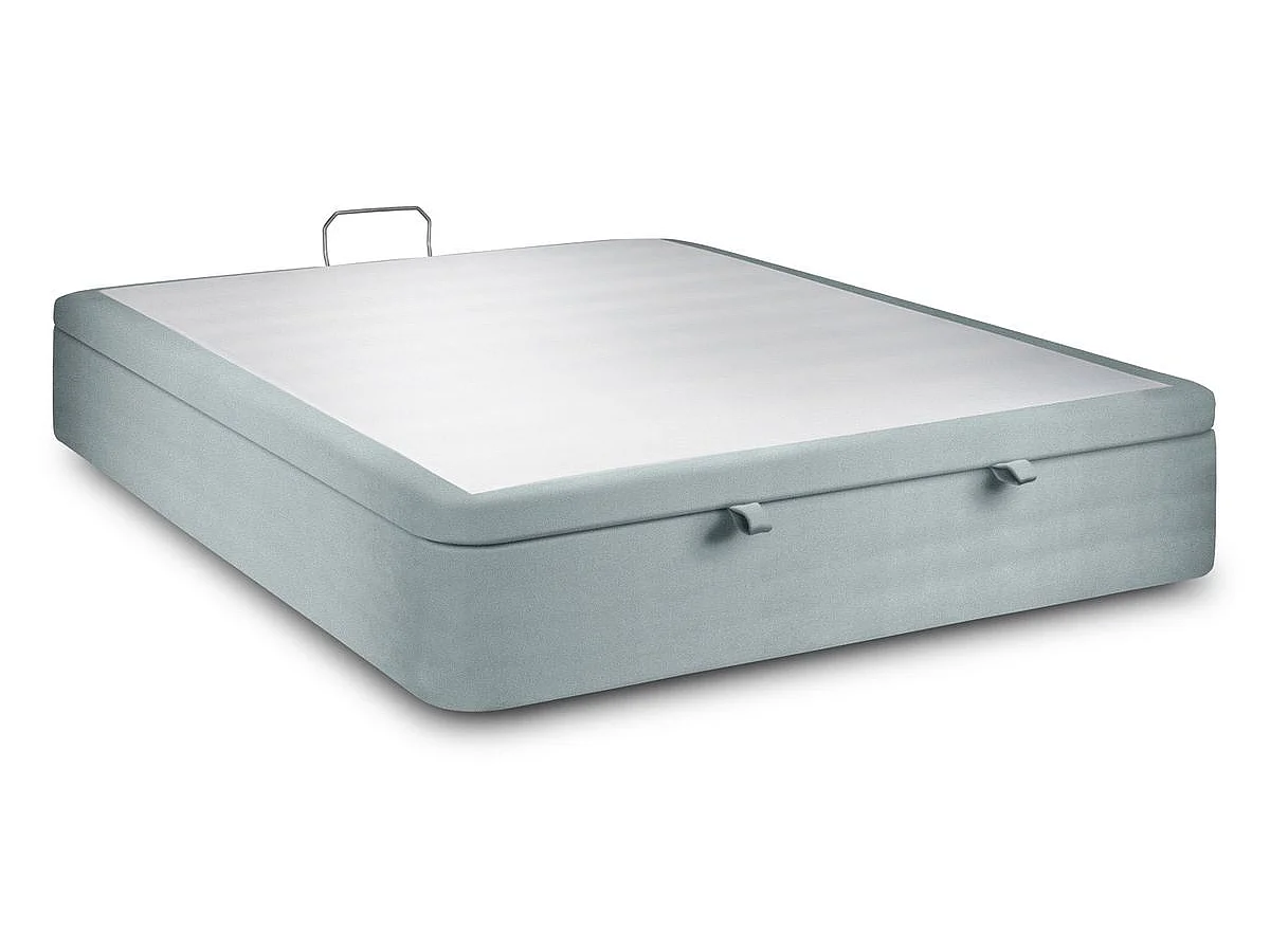 Sommier Coffre Velours Gris bleuté 200x200 H39cm