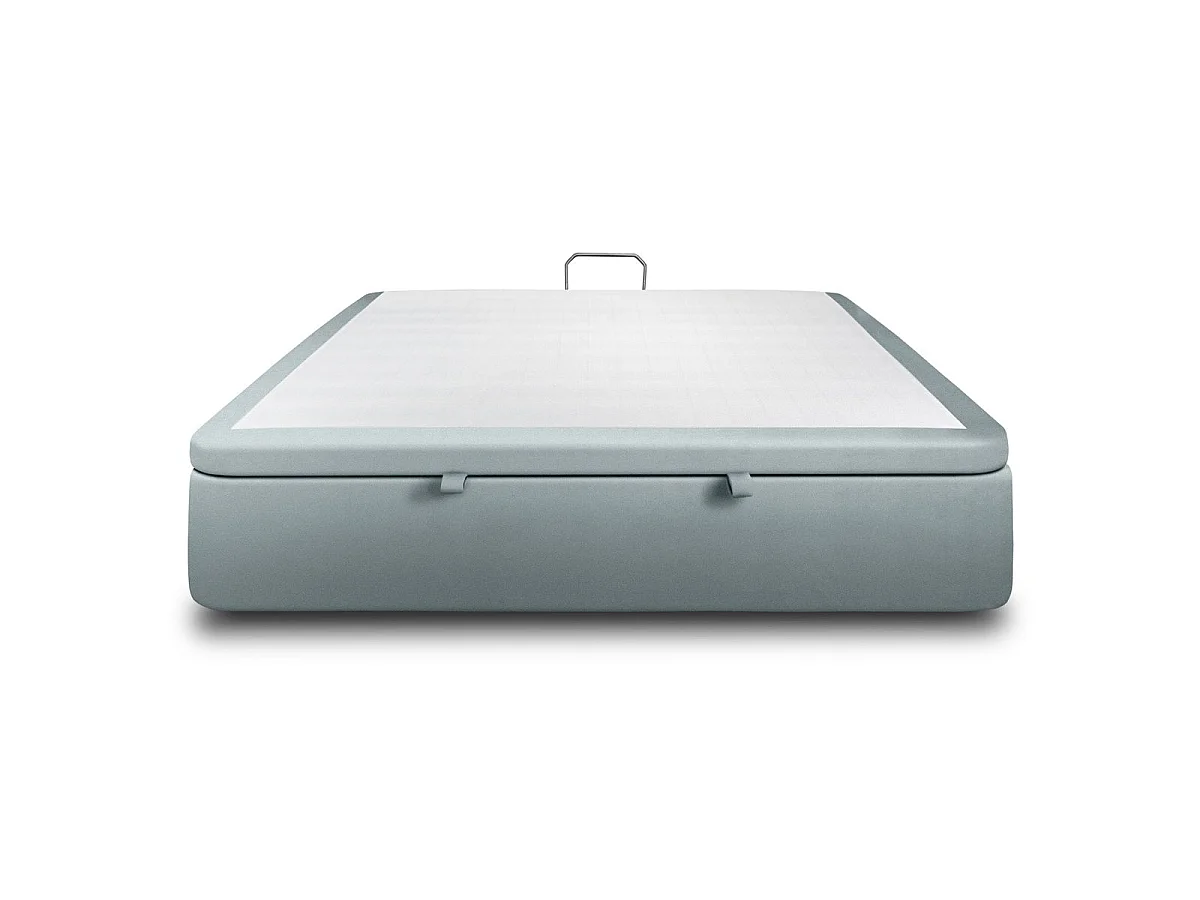 Sommier Coffre Velours Gris bleuté 160x200 H39cm