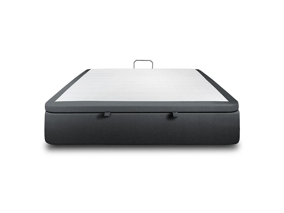 Sommier Coffre Velours Gris anthracite 140x200 H39cm