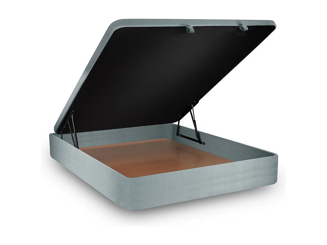 Sommier Coffre Velours Gris bleuté 140x200 H39cm