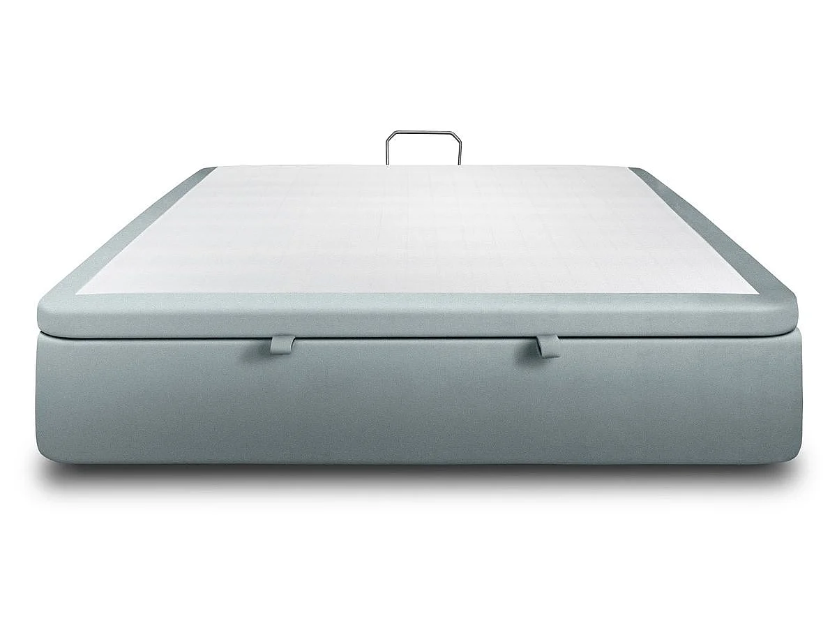 Sommier Coffre Velours Gris bleuté 140x200 H39cm