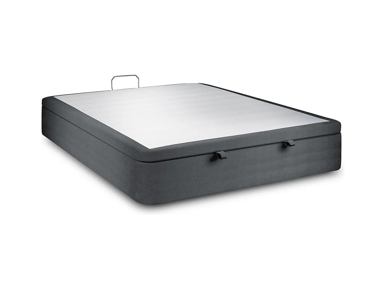 Sommier Coffre Velours Gris anthracite 180x200 H39cm
