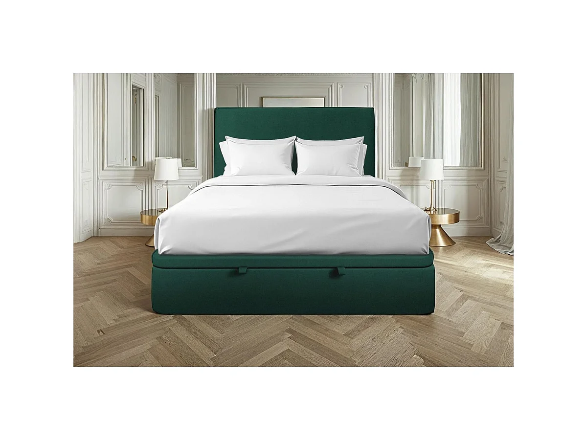 Sommier Coffre Velours Vert 140x190 H39cm