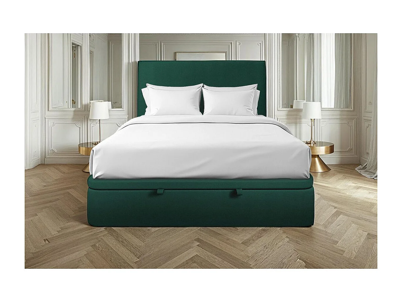 Sommier Coffre Velours Vert 200x200 H39cm