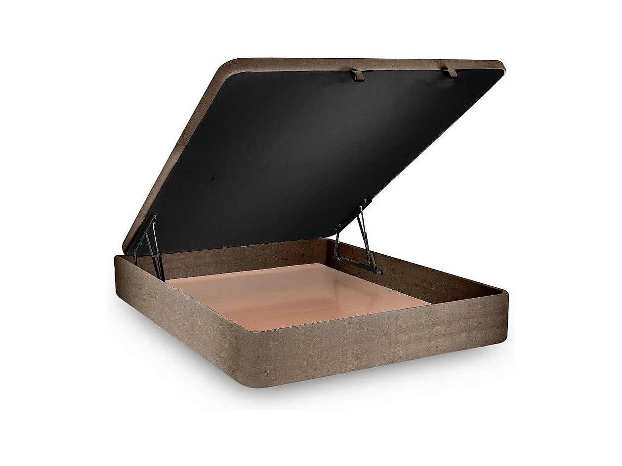 Sommier Coffre Velours Taupe 140x190 H39cm