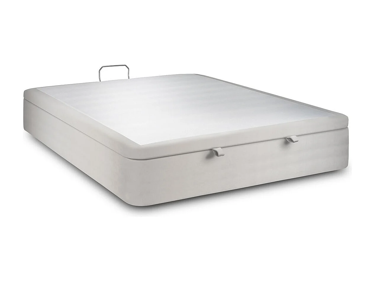 Sommier Coffre Velours Gris clair 140x190 H39cm