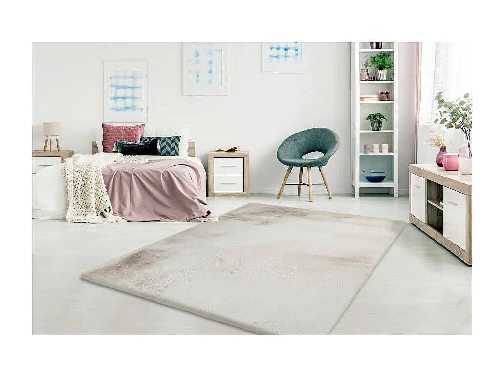 Tapis 150x80cm, design H008N coloris beige - Confort et élégance pour votre intérieur