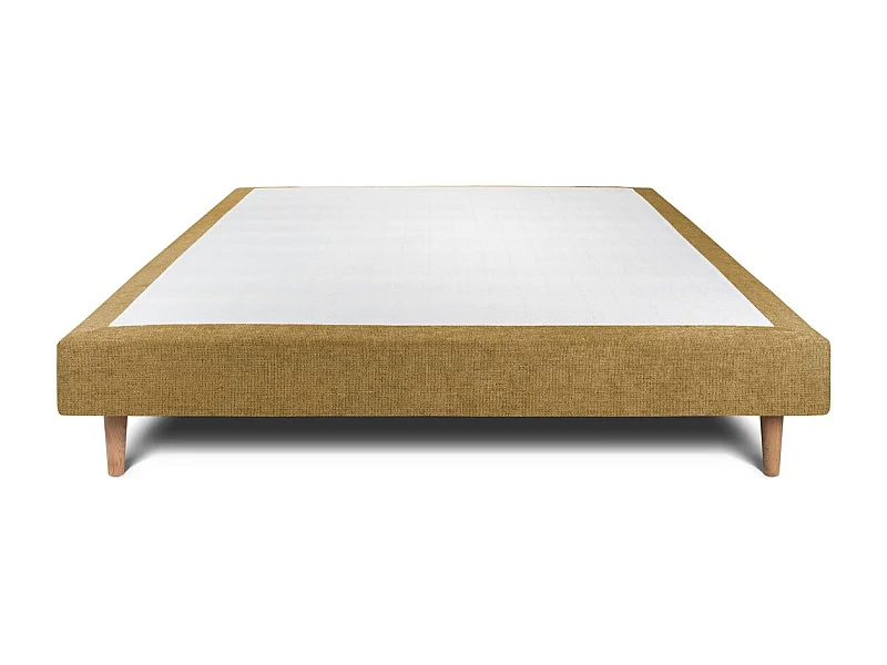 Sommier Tapissier Tissu Jaune 140x190 H29cm