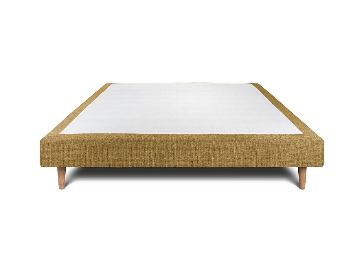 Sommier Tapissier Tissu Jaune 140x190 H29cm