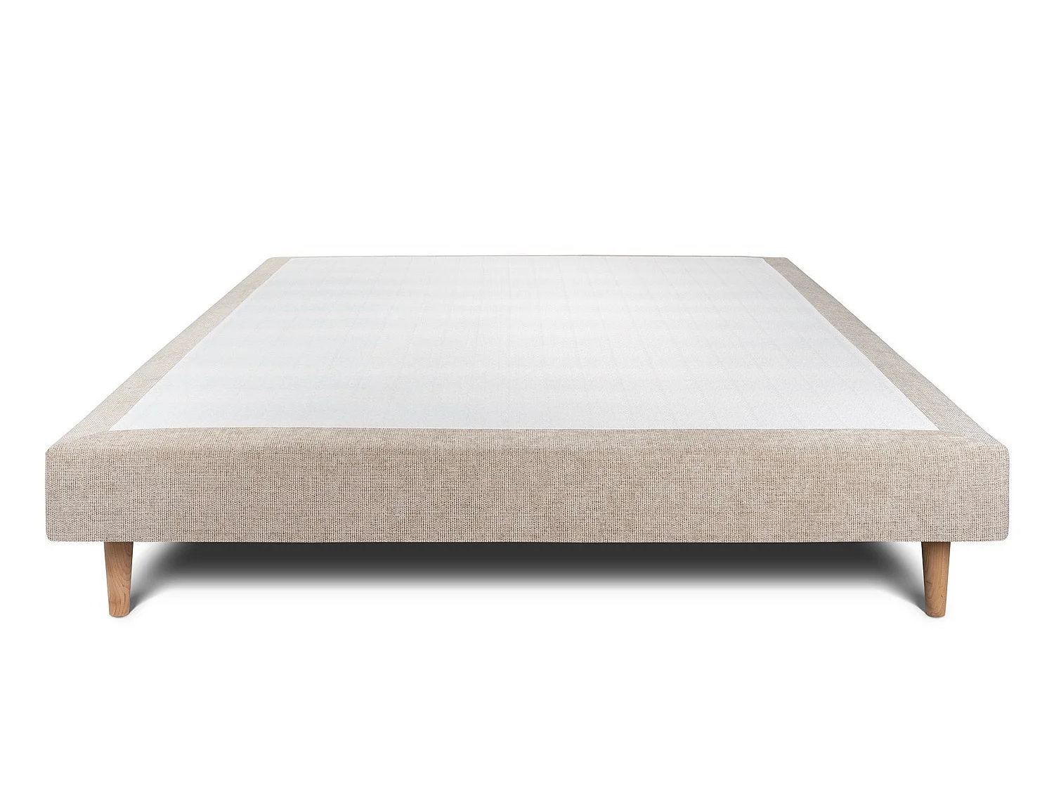 Sommier Tapissier Tissu Beige brun 150x200 H29cm