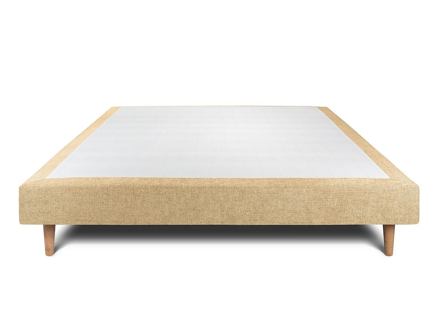Sommier Tapissier Tissu Jaune 135x190 H29cm