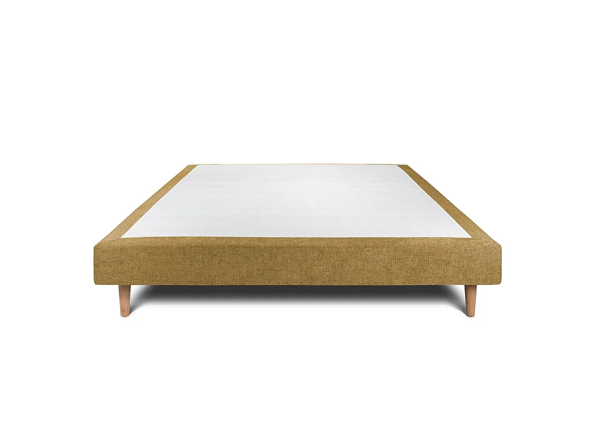 Sommier Tapissier Tissu Jaune 150x190 H29cm