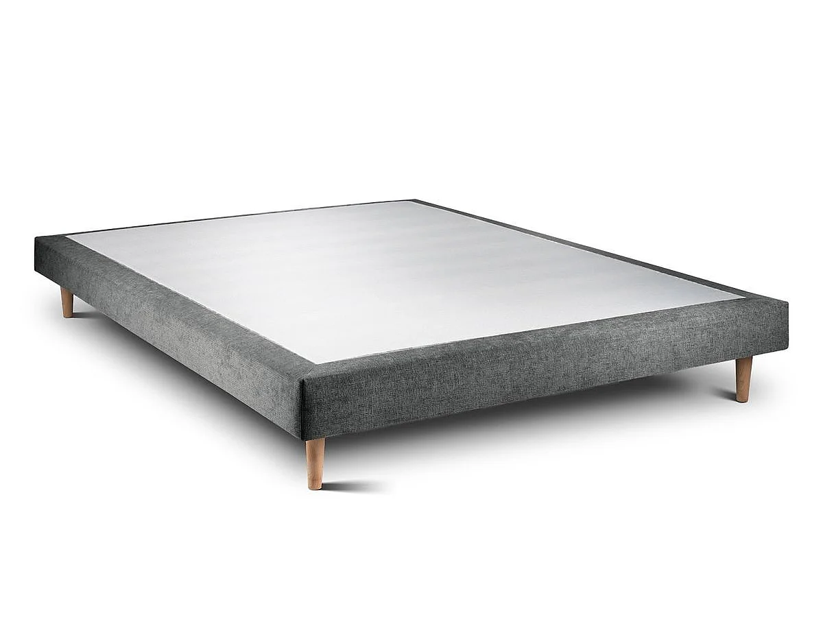 Sommier Tapissier Tissu Gris anthracite 140x200 H29cm
