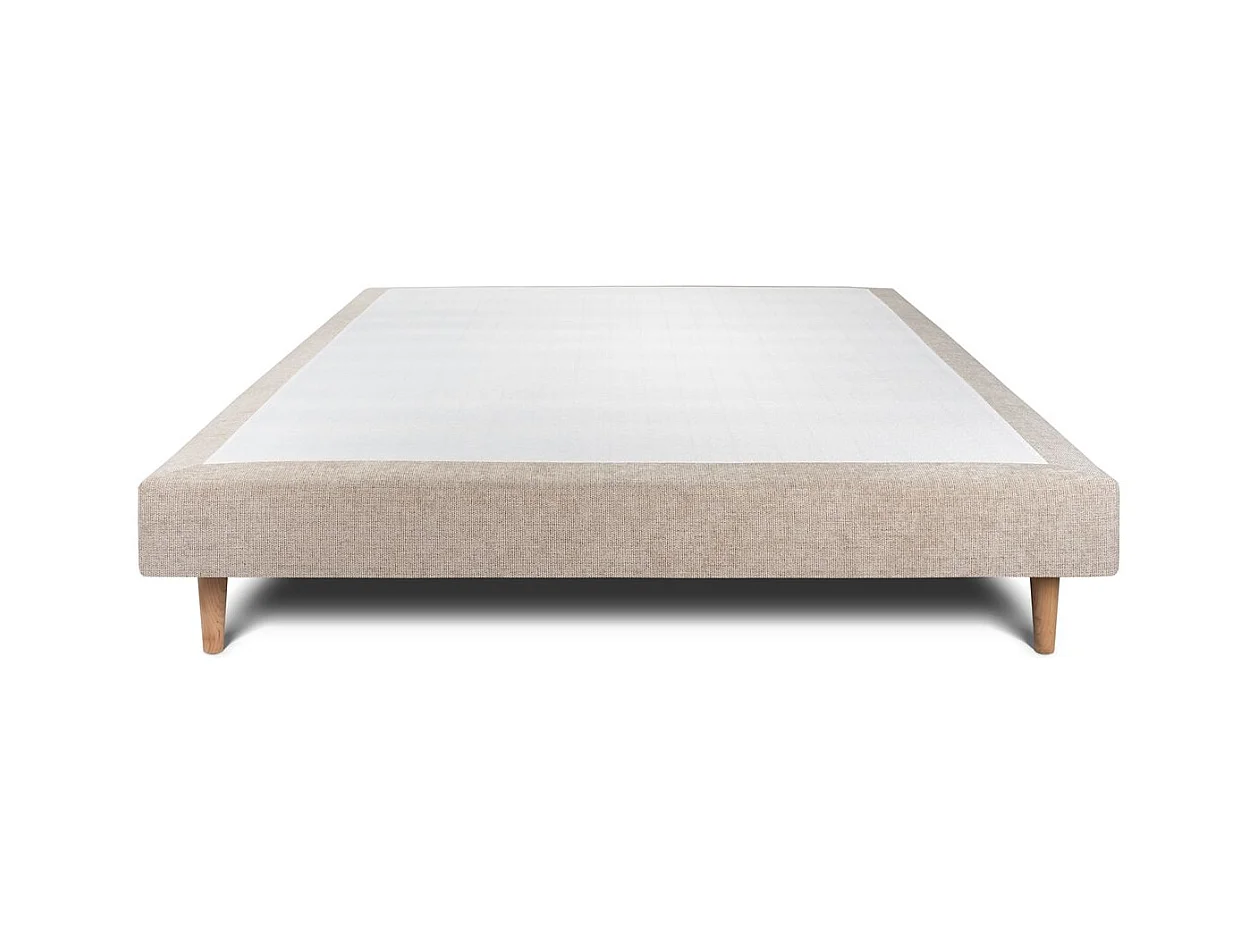 Sommier Tapissier Tissu Beige brun 140x190 H29cm