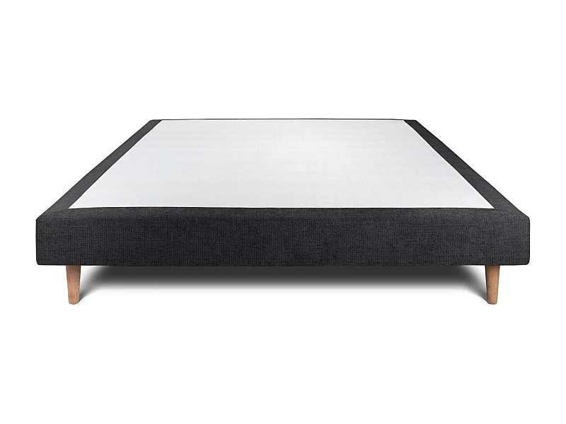 Sommier Tapissier Tissu Noir 140x200 H29cm