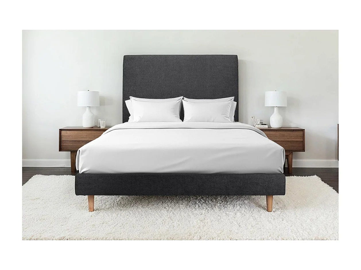 Sommier Tapissier Tissu Noir 140x200 H29cm