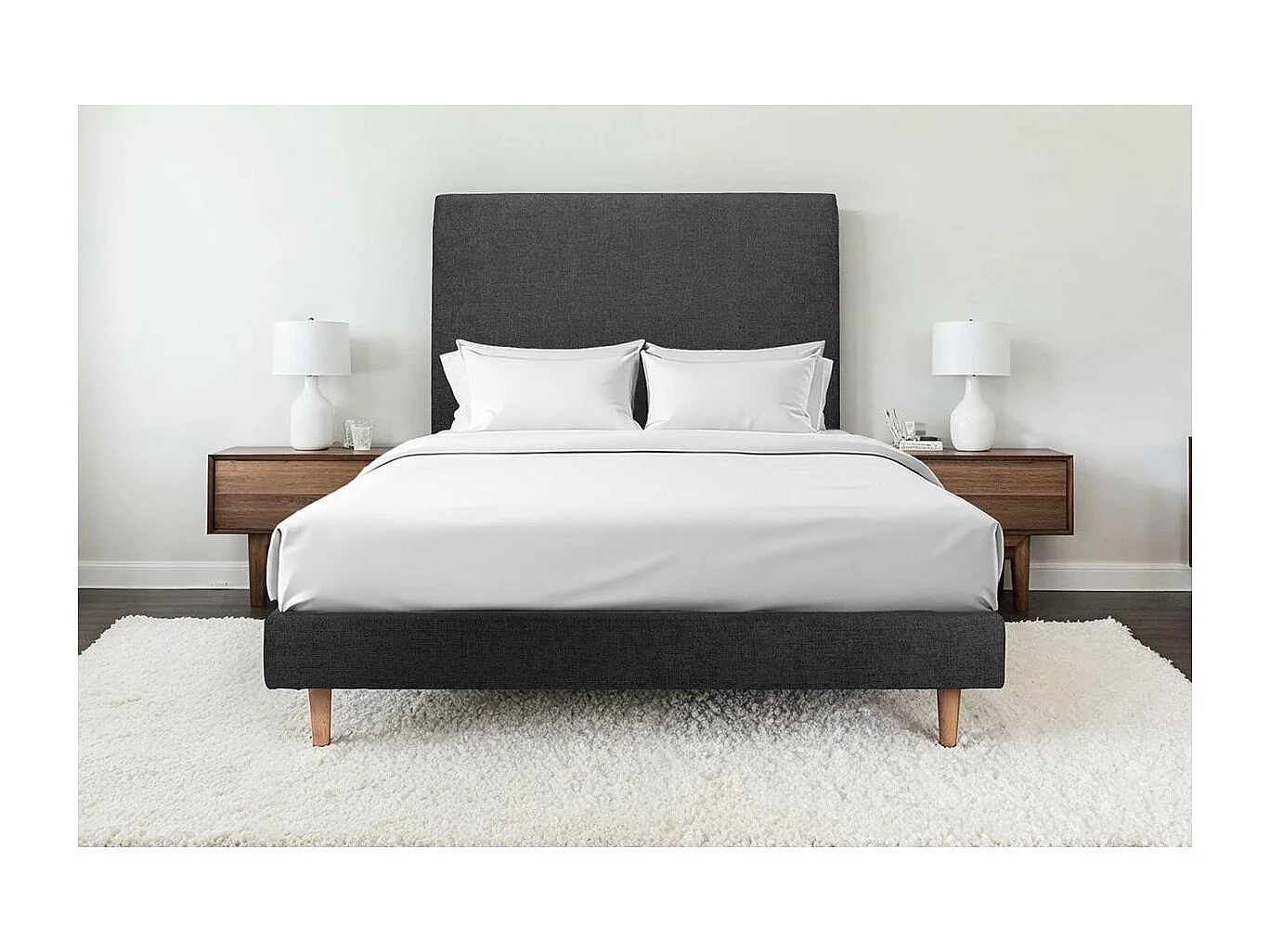 Sommier Tapissier Tissu Noir 140x200 H29cm