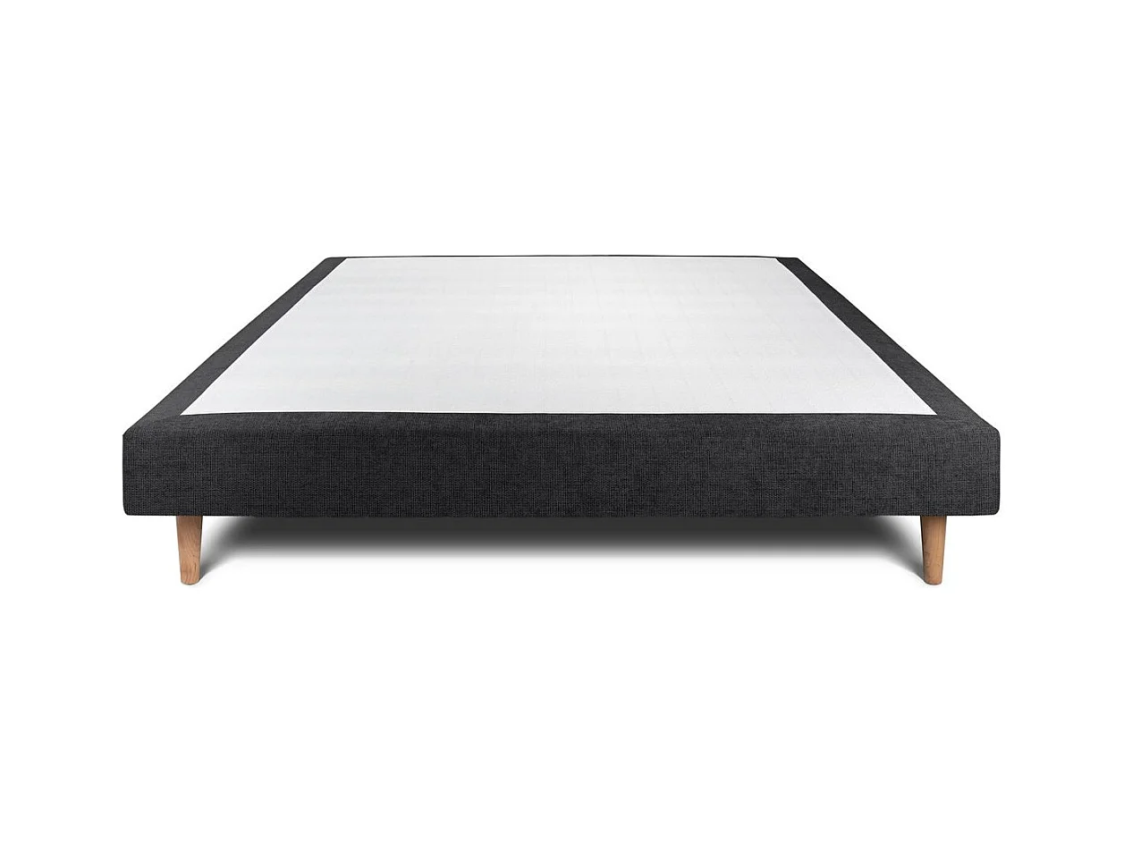 Sommier Tapissier Tissu Noir 140x200 H29cm