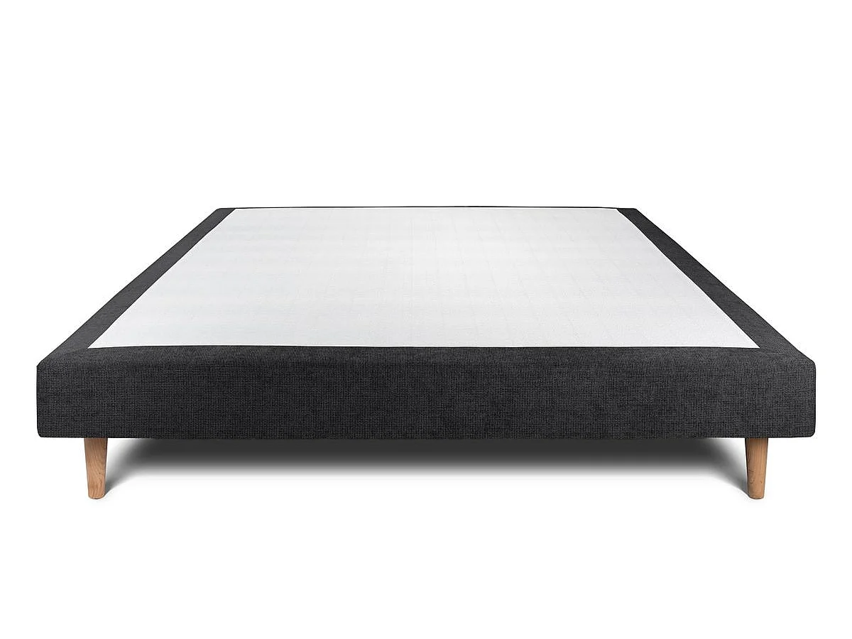 Sommier Tapissier Tissu Noir 140x200 H29cm