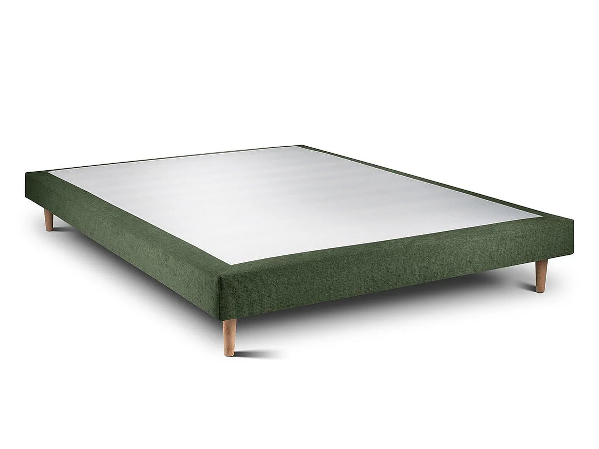 Sommier Tapissier Tissu Vert 140x200 H29cm