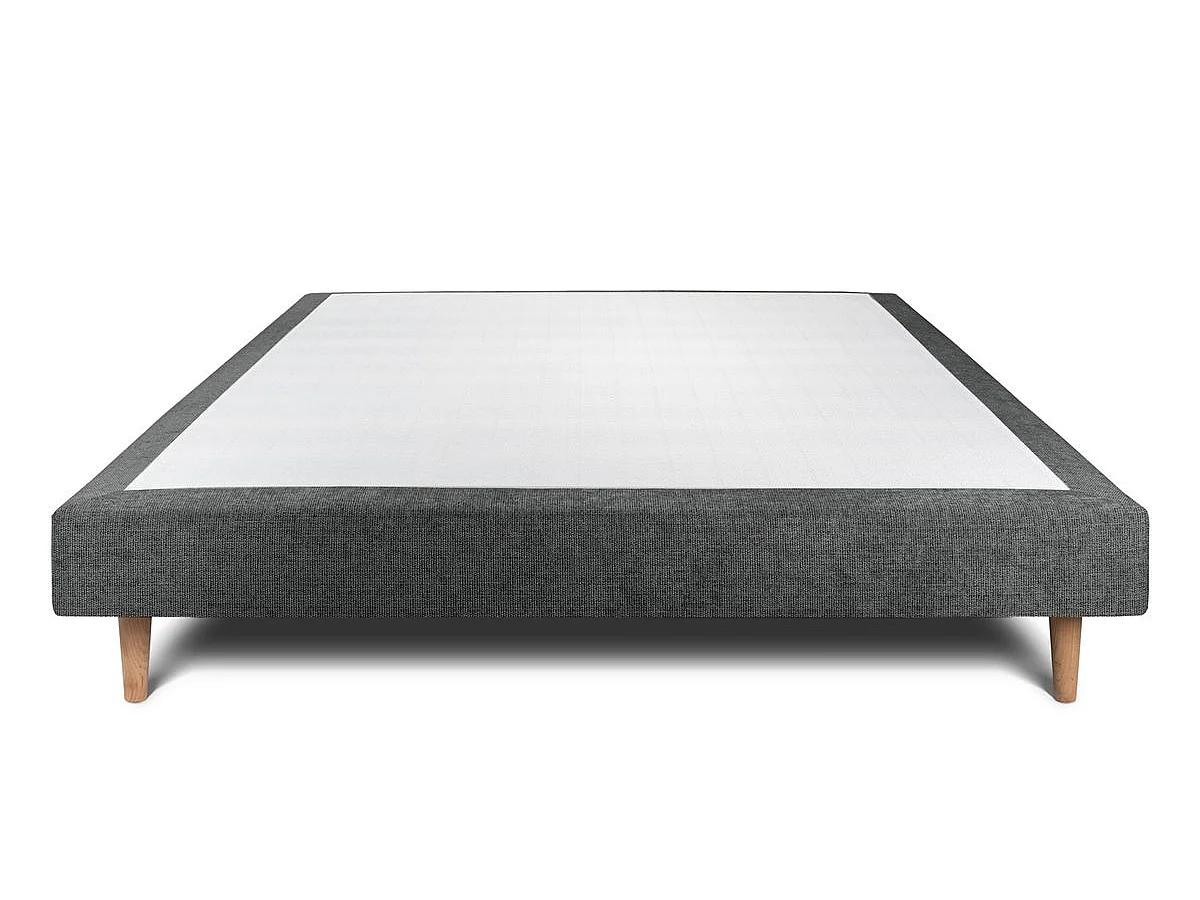 Sommier Tapissier Tissu Gris anthracite 140x190 H29cm