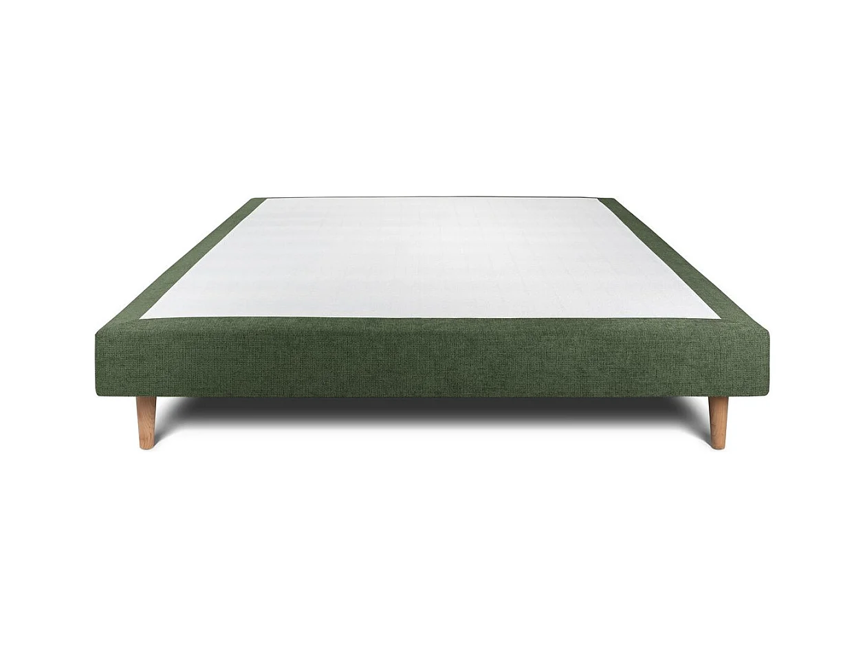Sommier Tapissier Tissu Vert 135x190 H29cm