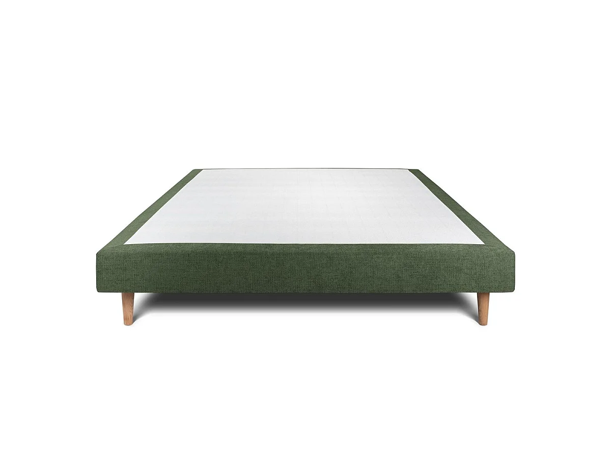 Sommier Tapissier Tissu Vert 150x190 H29cm