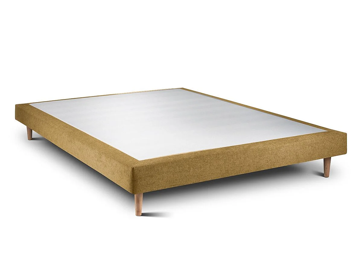 Sommier Tapissier Tissu Jaune 160x200 H29cm