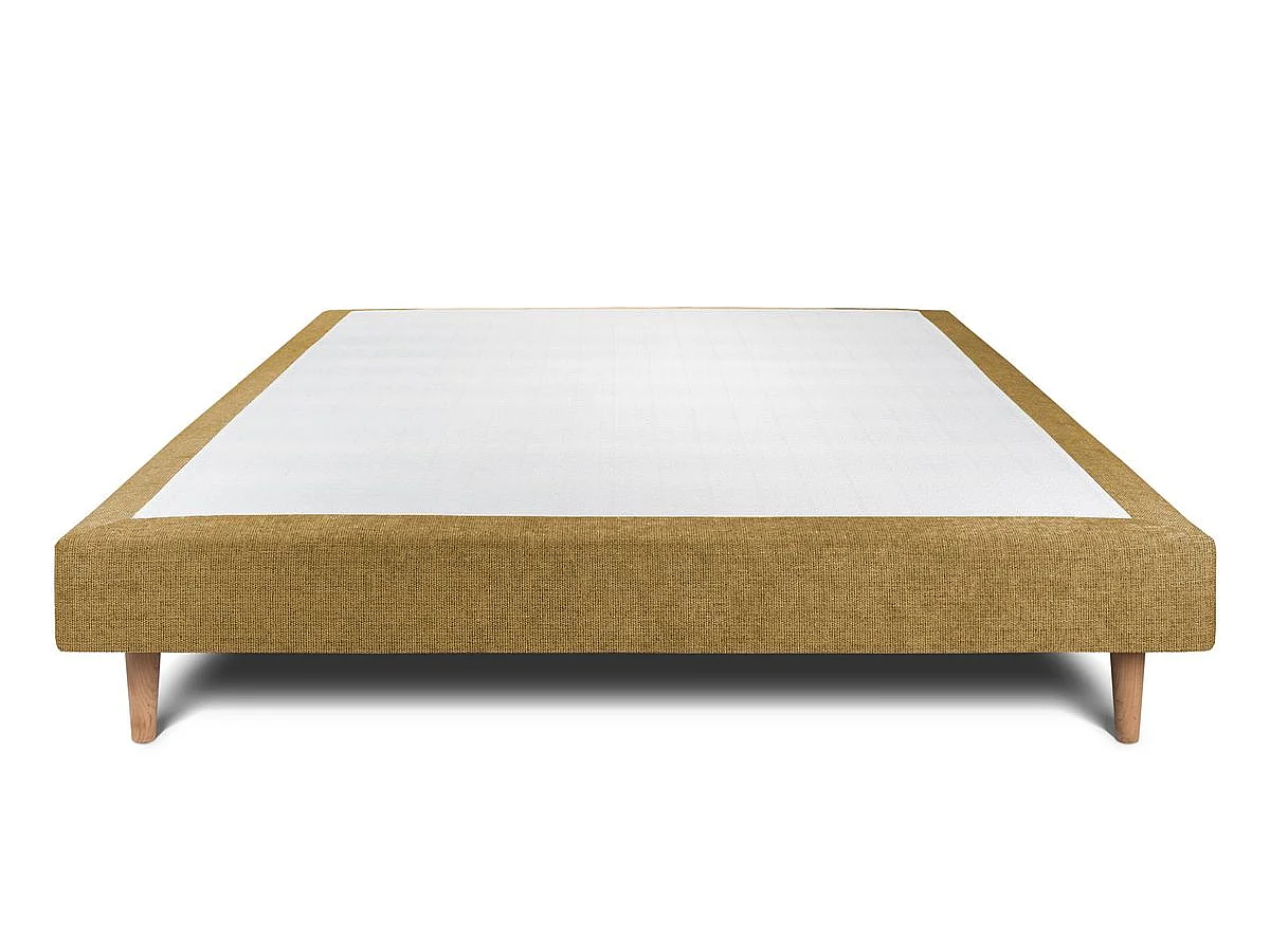Sommier Tapissier Tissu Jaune 160x200 H29cm