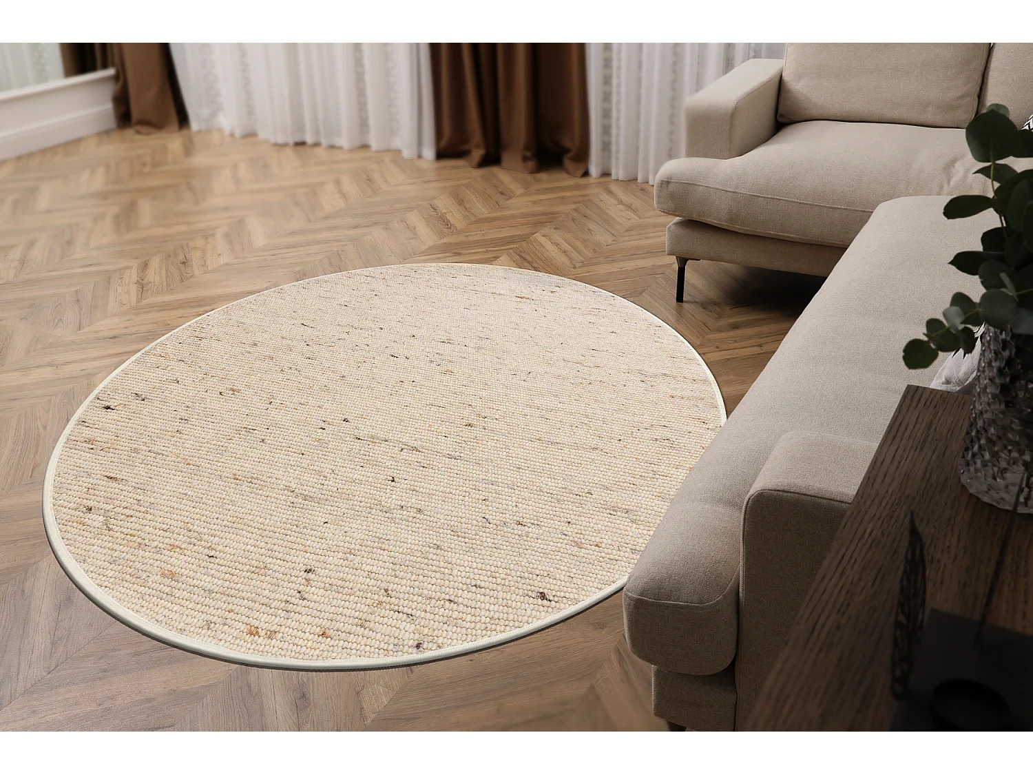 Dywan NEPAL koło 2100 beż - wełniany, dwustronny, naturalny cercle 160 cm