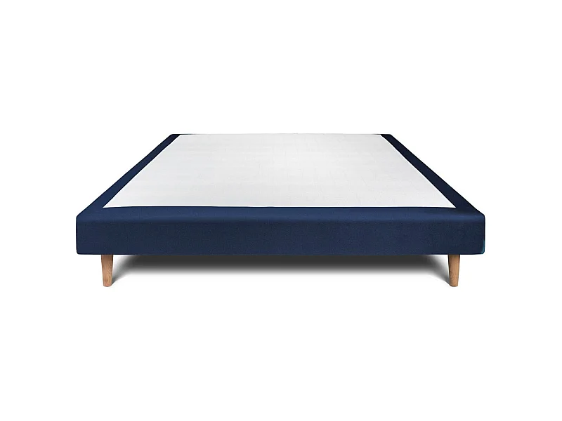Sommier Tapissier Velours Bleu 135x190 H29cm