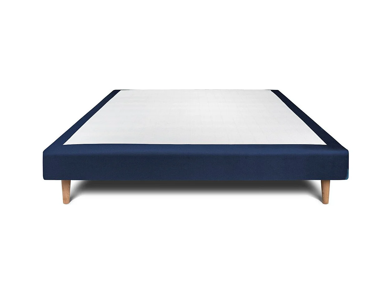 Sommier Tapissier Velours Bleu 135x190 H29cm